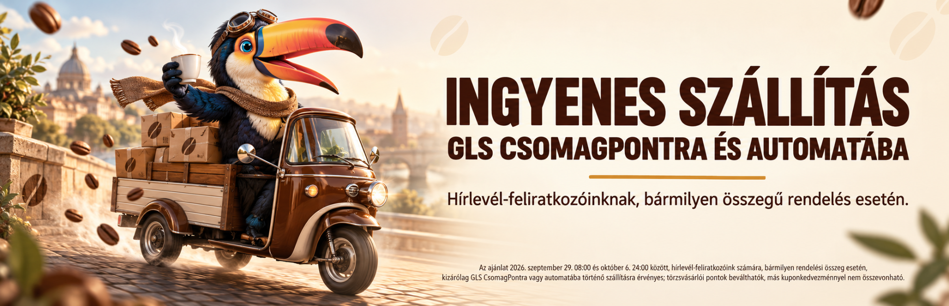 Ingyenes GLS CsomagPont és automata szállítás hírlevél-feliratkozóknak, 2026. szeptember 29. és október 6. között.