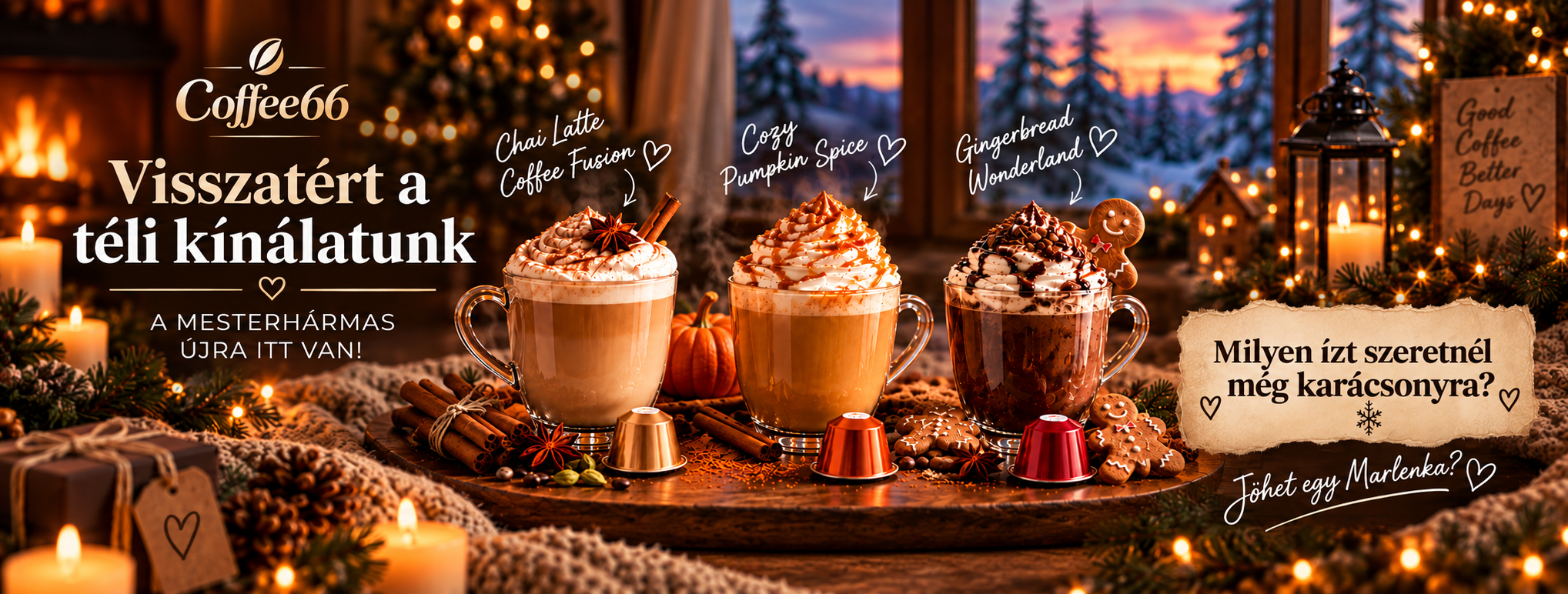 Visszatért a téli kínálatunk – Chai Latte Coffee Fusion, Cozy Pumpkin Spice és Gingerbread Wonderland kapszulák