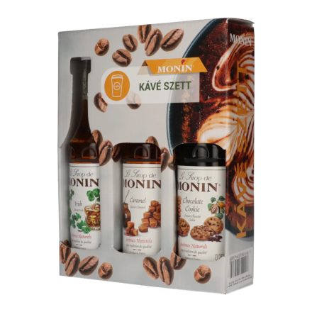 Coffee66 MONIN Kávé szett 3 üveg kávé ízesítő sziruppal Cukor tartalommal – különleges kávékiegészítő