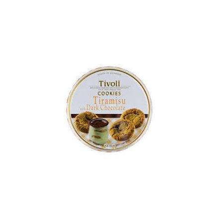 TIVOLI Tiramisu keksz étcsoki darabokkal fémdobozban 150gramm