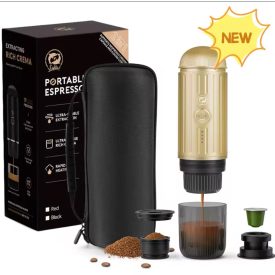 Coffee66 2 in 1 Utazó kávéfőző darált kávéhoz és nespresso kapszulához VÍZMELEGÍTÉSSEL ARANY