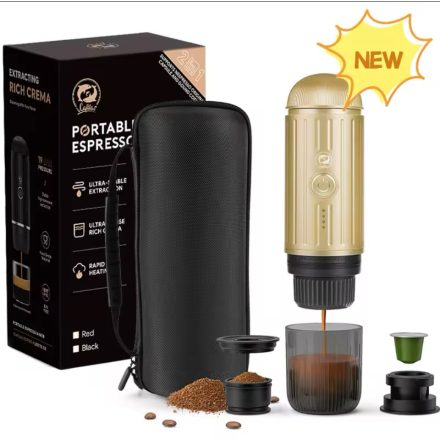 Coffee66 2 in 1 Utazó kávéfőző darált kávéhoz és nespresso kapszulához VÍZMELEGÍTÉSSEL ARANY