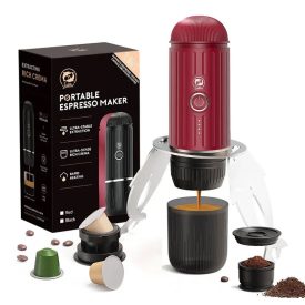 Coffee66 2 in 1 Utazó kávéfőző darált kávéhoz és nespresso kapszulához VÍZMELEGÍTÉSSEL PIROS