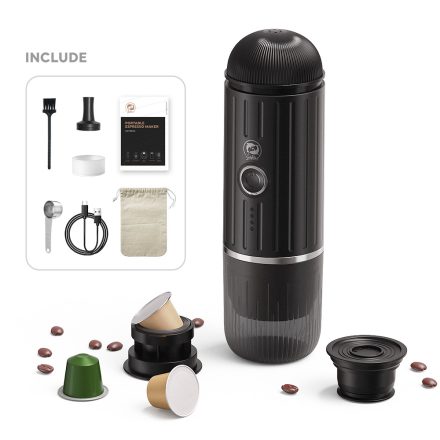 Coffee66 2 in 1 Utazó kávéfőző darált kávéhoz és nespresso kapszulához VÍZMELEGÍTÉSSEL  Világosbarna