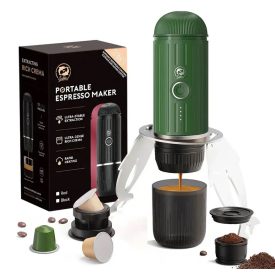 Coffee66 2 in 1 Utazó kávéfőző darált kávéhoz és nespresso kapszulához VÍZMELEGÍTÉSSEL  Zöld