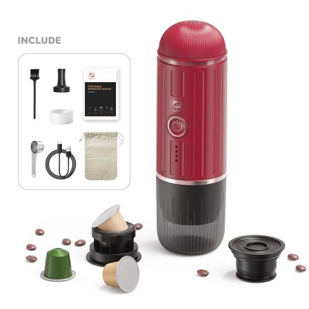 Coffee66 2 in 1 Utazó kávéfőző darált kávéhoz és nespresso kapszulához VÍZMELEGÍTÉSSEL  Zöld