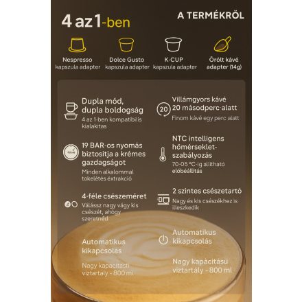 Coffee66 Capadeli asztali kávéfőző szürke szinben