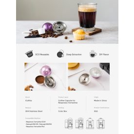 Coffee66 VERTUO G6 kapszula adapter utántölthető-darált kávéval – Nespresso kompatibilis kávékapszula