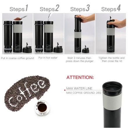 Coffee66 2 in 1 Frech Press Termo bögrében Piros szinben