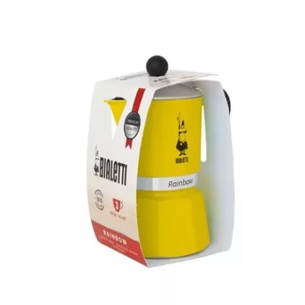 Coffee66 Bialetti Rainbow kotyogós sárga kévéfőző 3 adagos